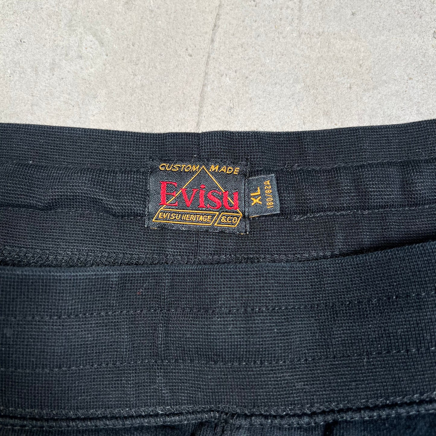 Evisu Double Back Pocket M Print Black Sweatpants Size XL USED x17699