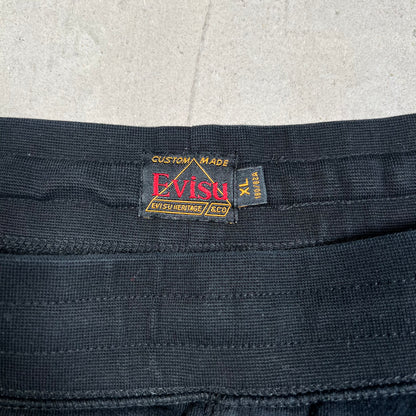 Evisu Double Back Pocket M Print Black Sweatpants Size XL USED x17699
