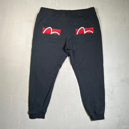 Evisu Double Back Pocket M Print Black Sweatpants Size XL USED x17699