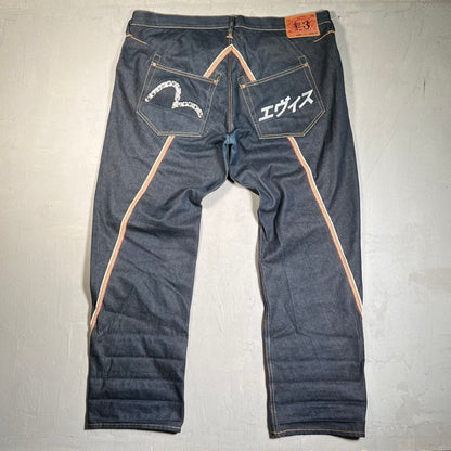 Evisu No.3 Lot Spiral Cut Selvedge Denim Size 40 USED x17690