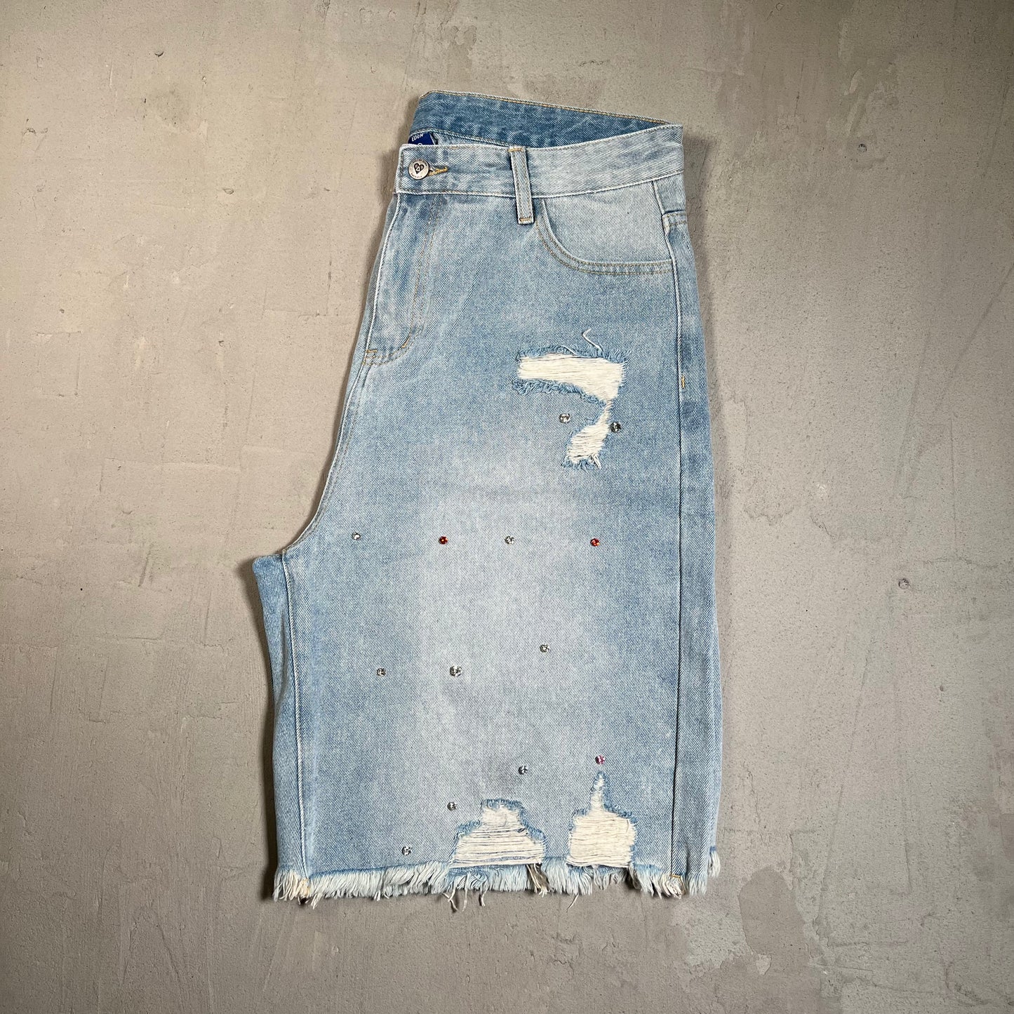 Aelfric Eden Blue Rhinestone Denim Jhort Shorts Size 34 USED x17695