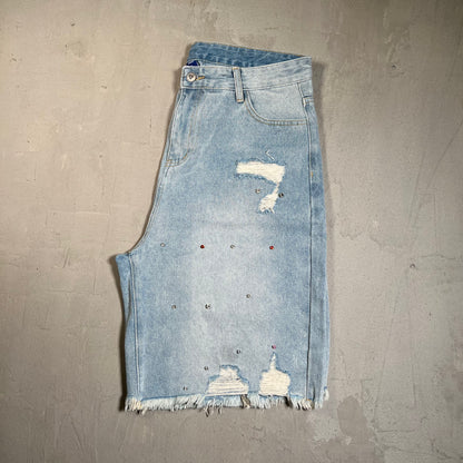 Aelfric Eden Blue Rhinestone Denim Jhort Shorts Size 34 USED x17695