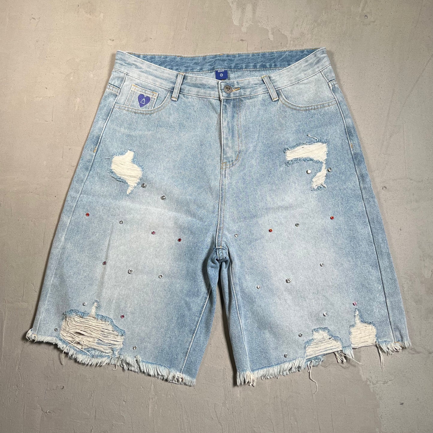 Aelfric Eden Blue Rhinestone Denim Jhort Shorts Size 34 USED x17695