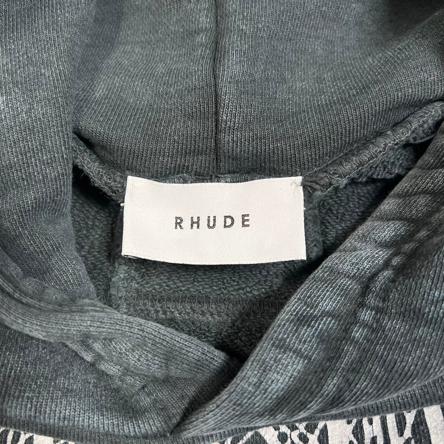 Rhude Scribble Washed Denim Black Hoodie Size XS USED x17696