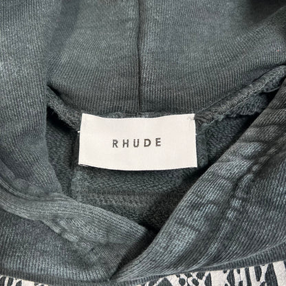 Rhude Scribble Washed Denim Black Hoodie Size XS USED x17696