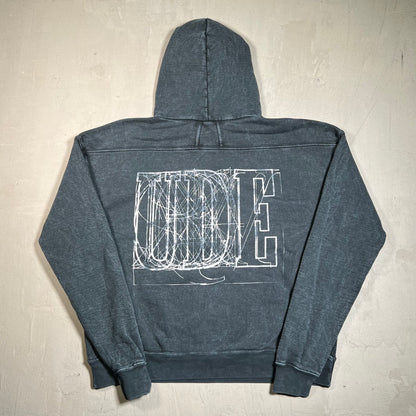 Rhude Scribble Washed Denim Black Hoodie Size XS USED x17696