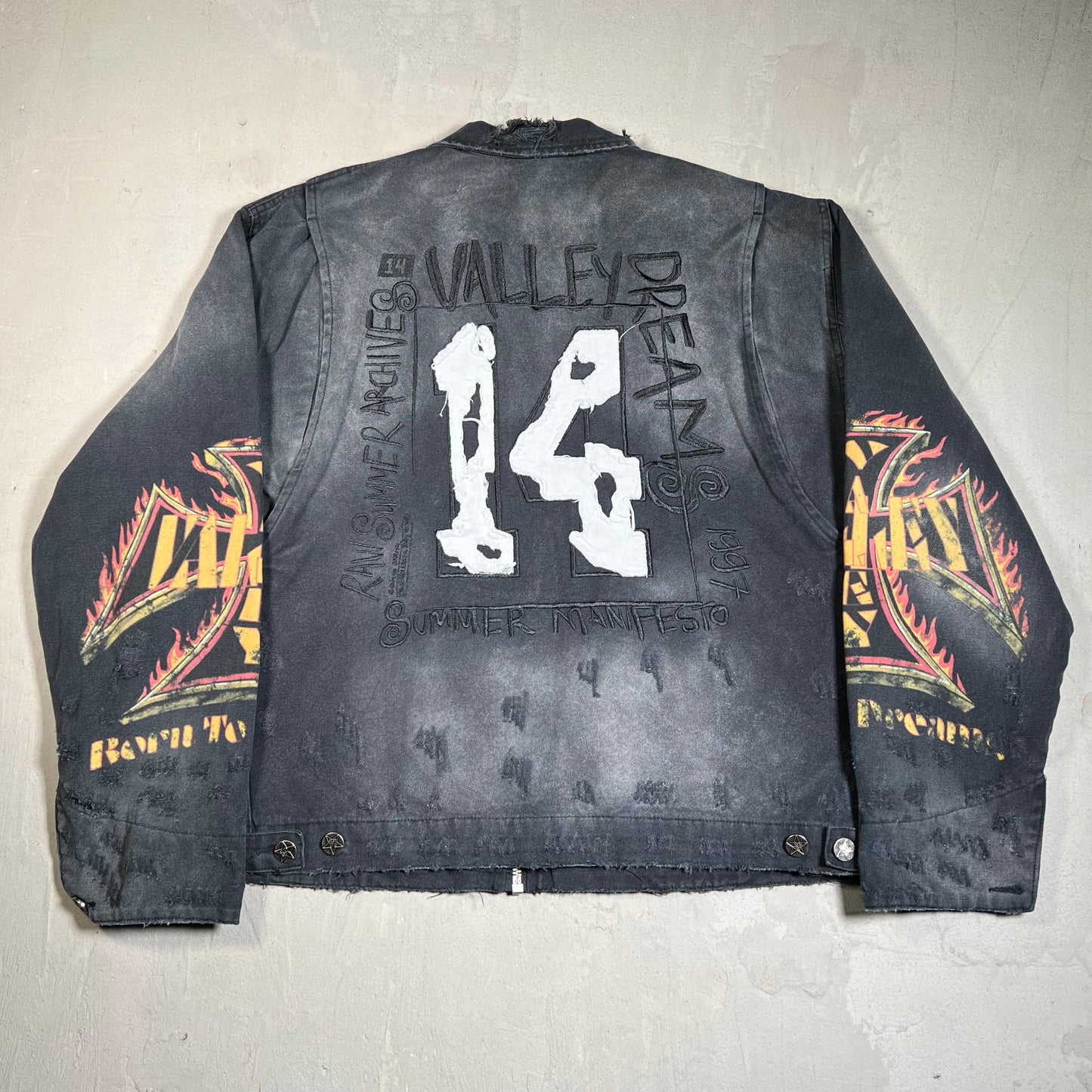 Vale Forever Destruction Workwear Black Jacket Size XL USED x17964