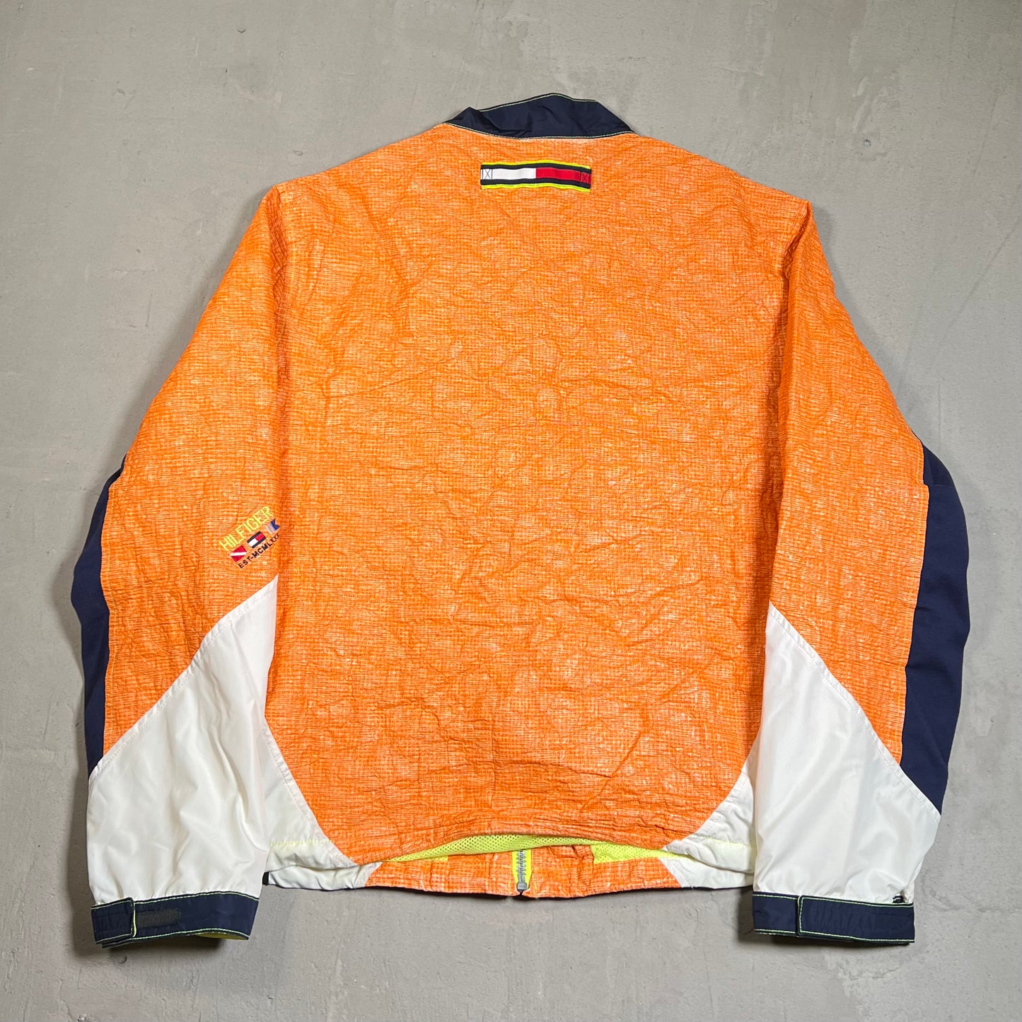 1990s Tommy Hilfiger Sailing Bright Orange Windbreaker Size Large USED v19600