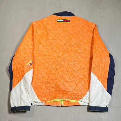 1990s Tommy Hilfiger Sailing Bright Orange Windbreaker Size Large USED v19600