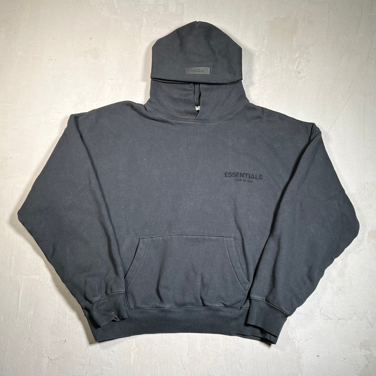 Essentials Fear of God FOG Black Logo Hoodie Size Medium USED x17746