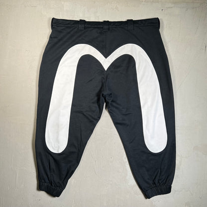 Evisu Big M Back Print Black Sweatpants Size XXL USED x17697