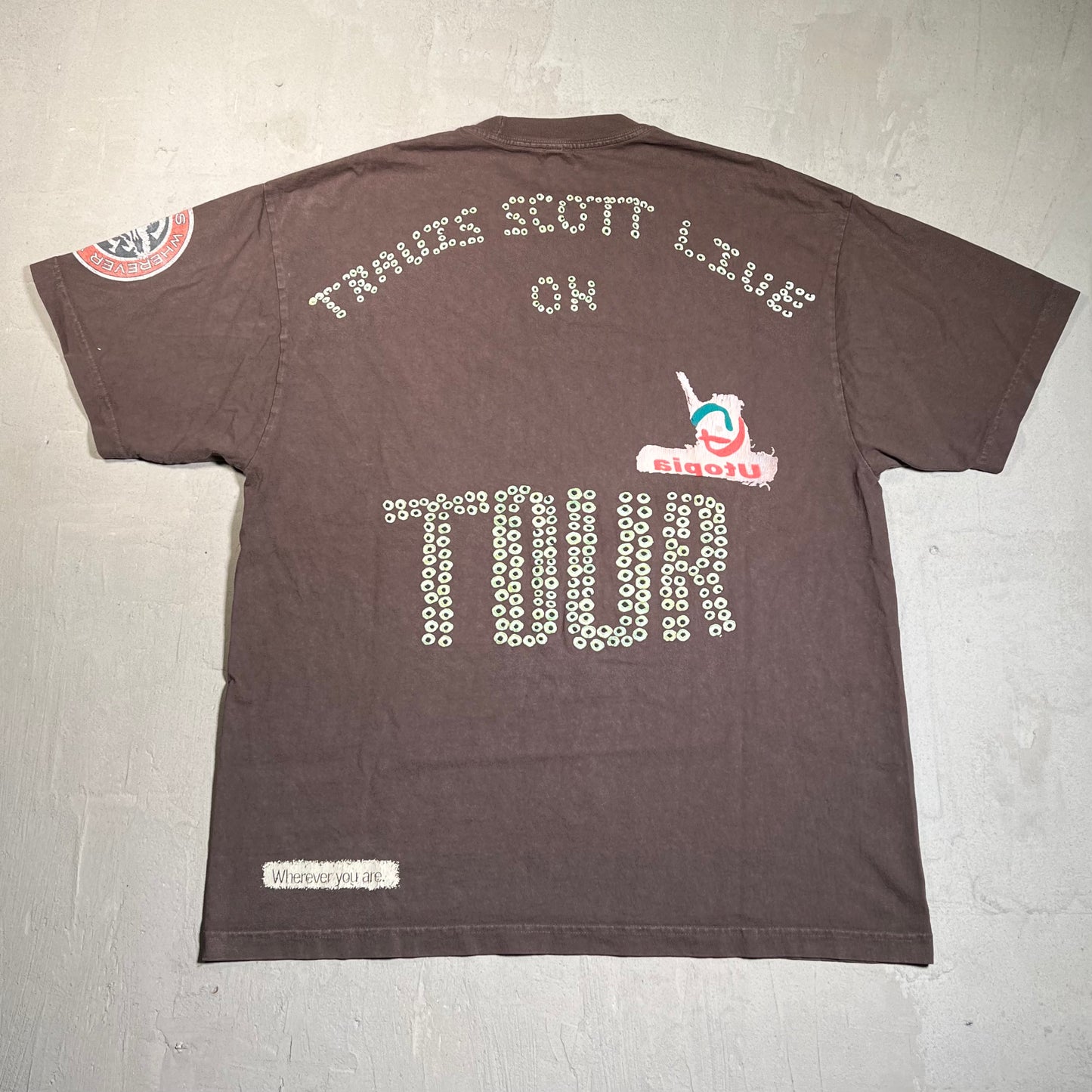 Travis Scott Utopia "Wherever you Are" Brown Tee Size XL USED x17684