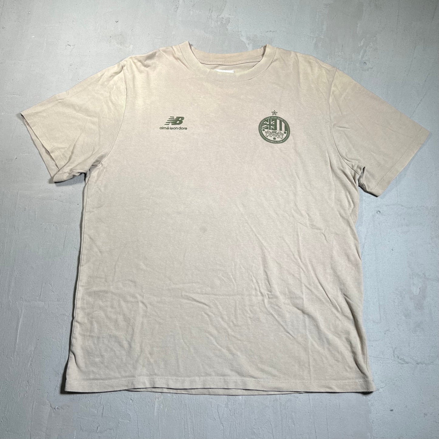 Aime Leon Dore New Balance 991 Crest Tan Tee Size XL USED x17691