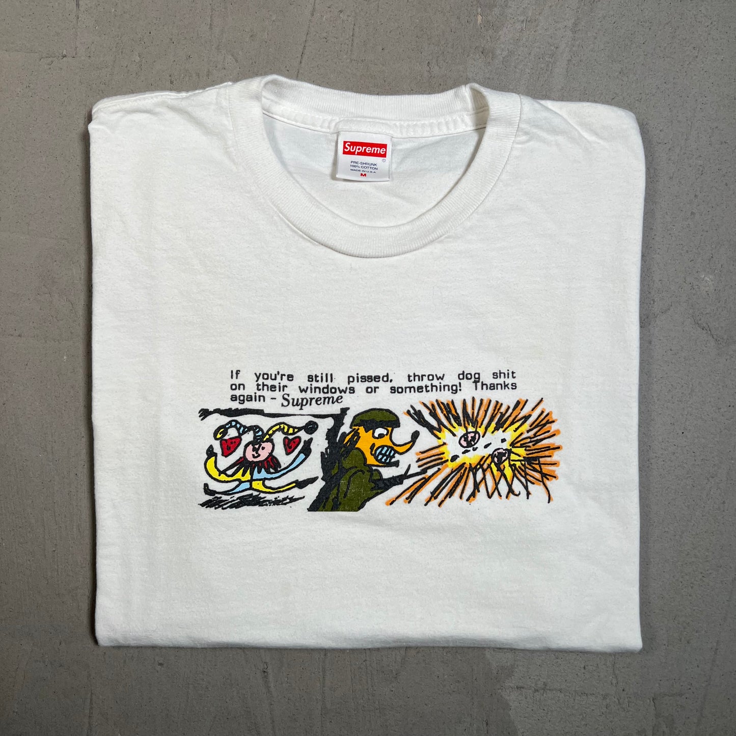Supreme Dog Shit (2017) White Tee Size Medium USED x17634