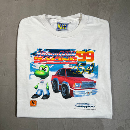 2025 HappyTeam 99 Racing White Tee Size Large USED v19471