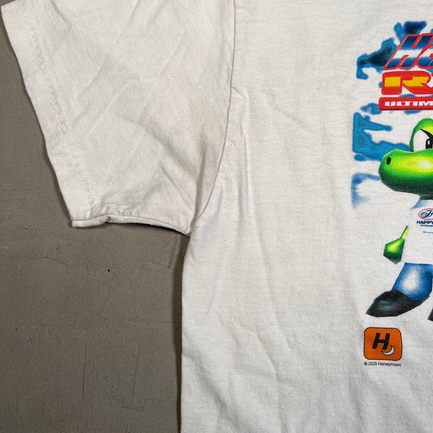 2025 HappyTeam 99 Racing White Tee Size Large USED v19471