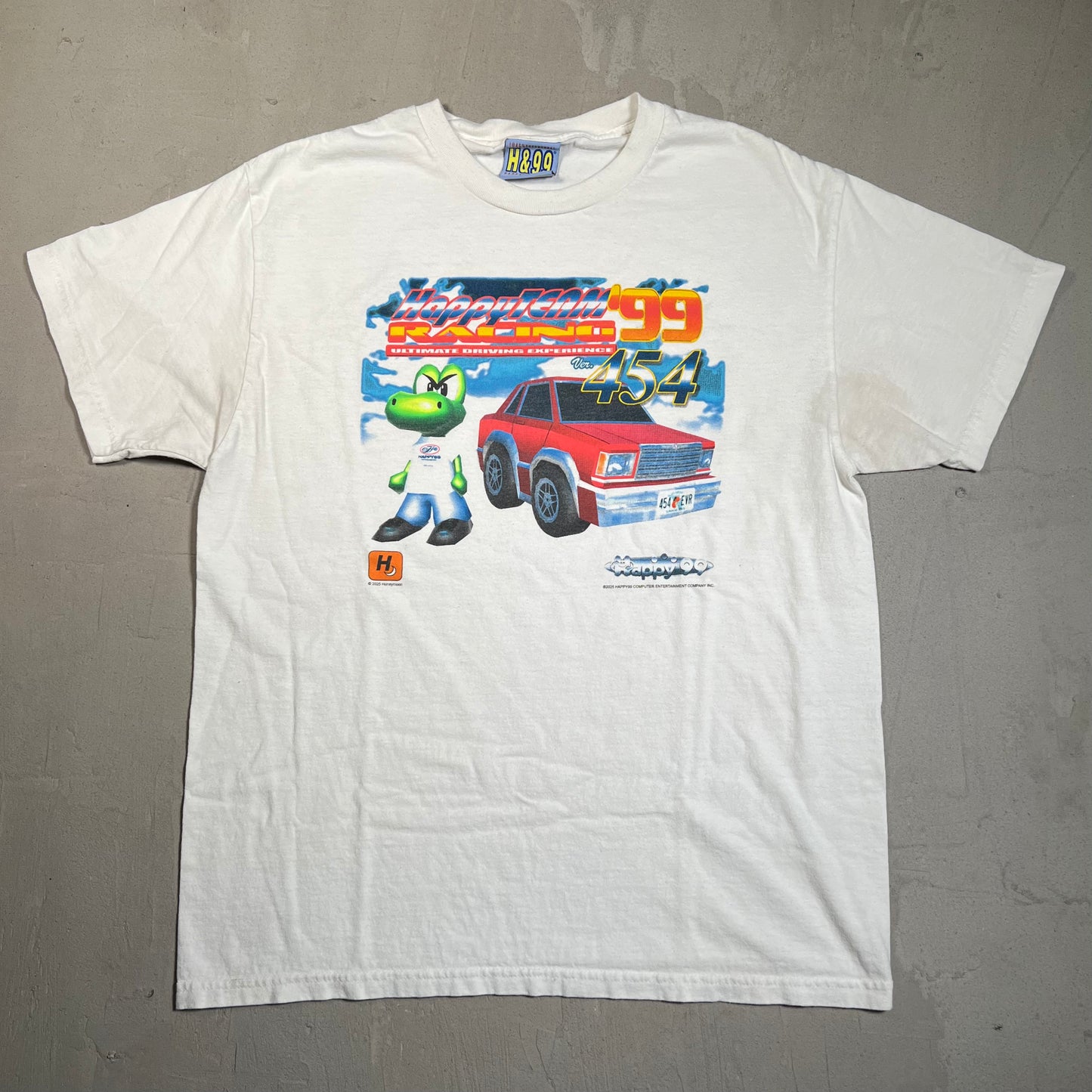 2025 HappyTeam 99 Racing White Tee Size Large USED v19471