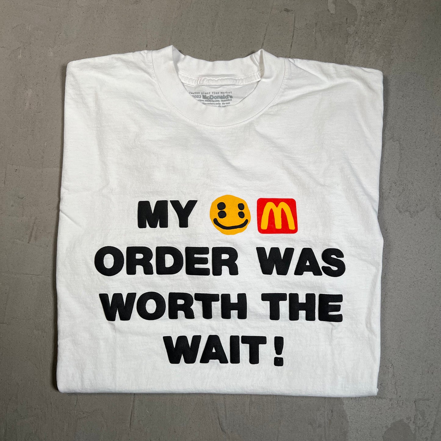 Mcdonalds CPFM Worth The Wait White Cropped Tee Size XL USED x17534