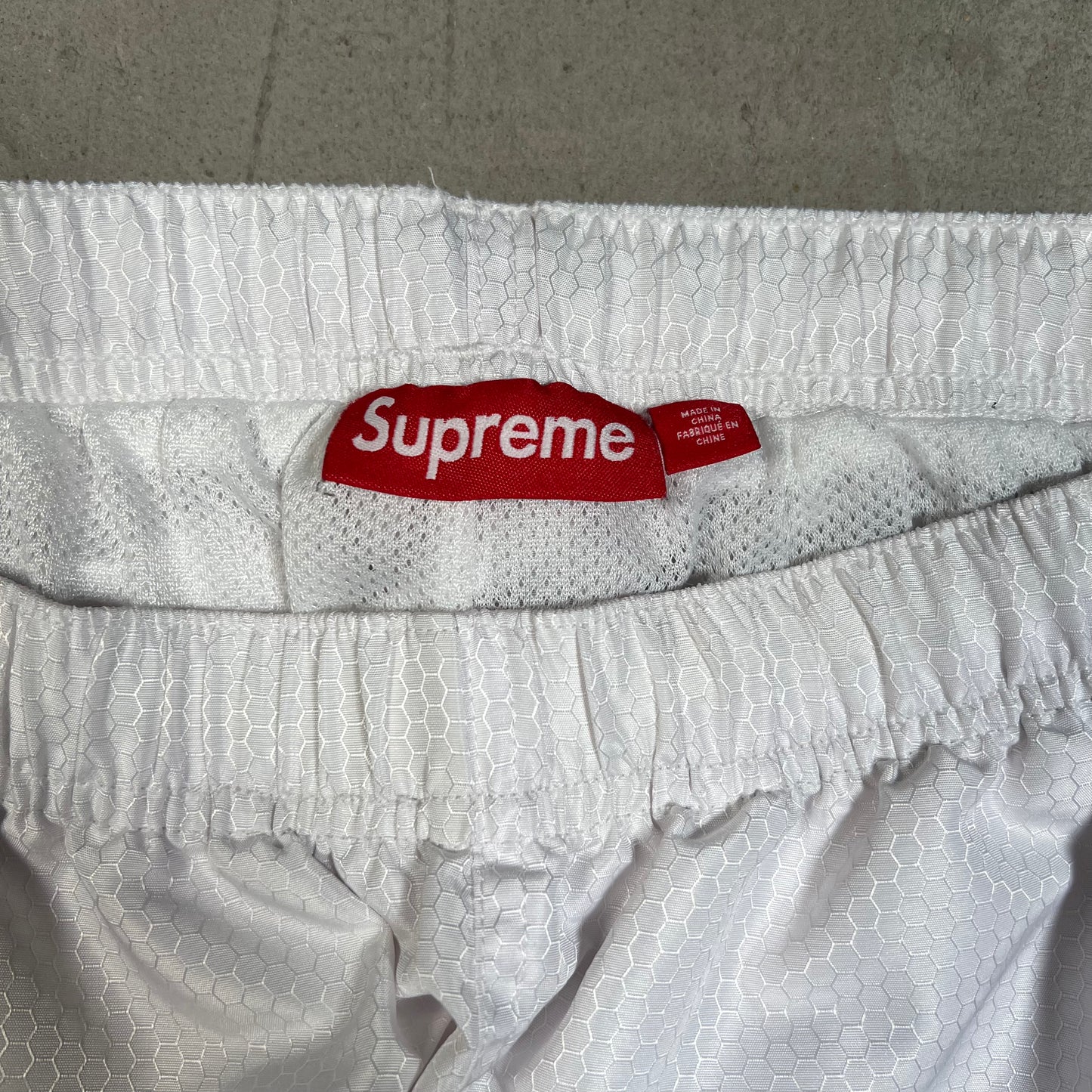 Supreme Reflective Piping White Trackpants Size Large USED x17751