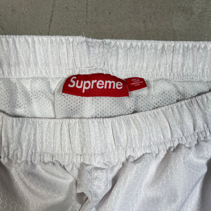 Supreme Reflective Piping White Trackpants Size Large USED x17751