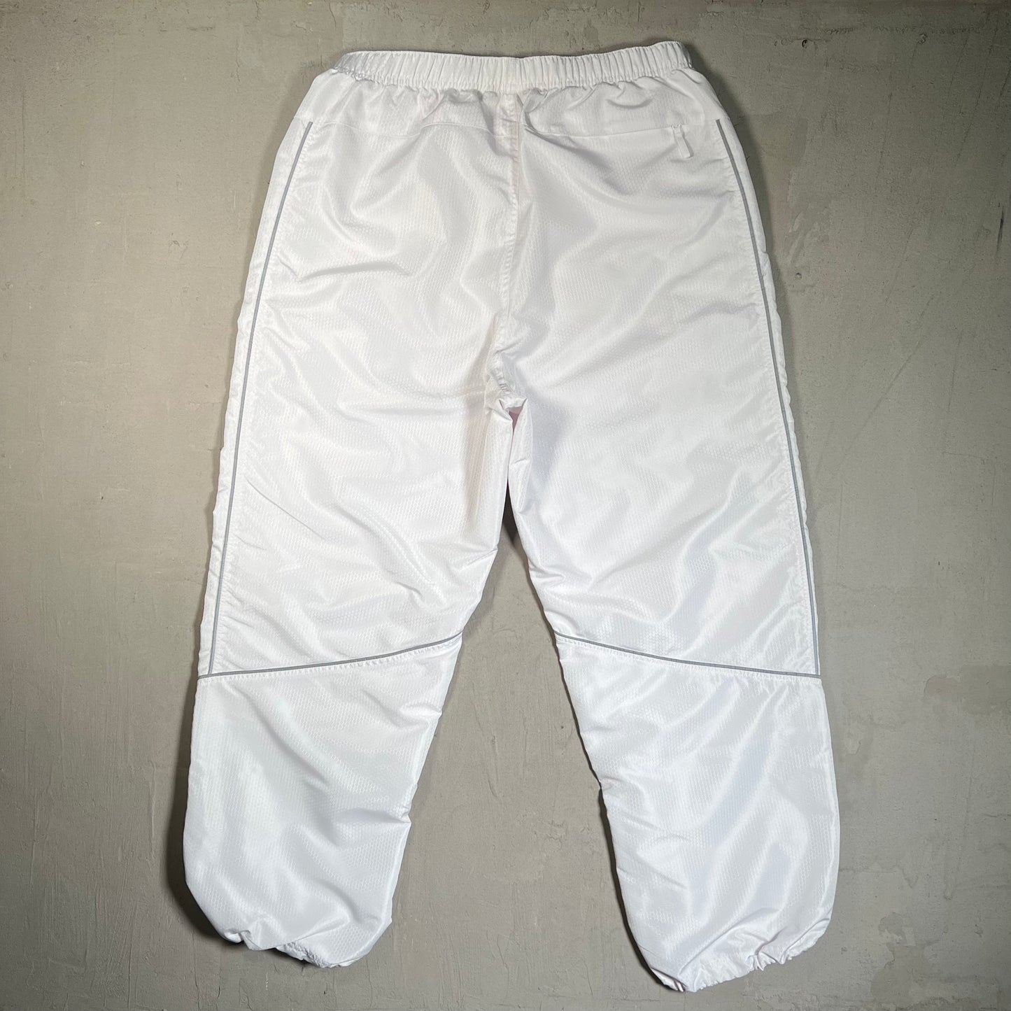 Supreme Reflective Piping White Trackpants Size Large USED x17751