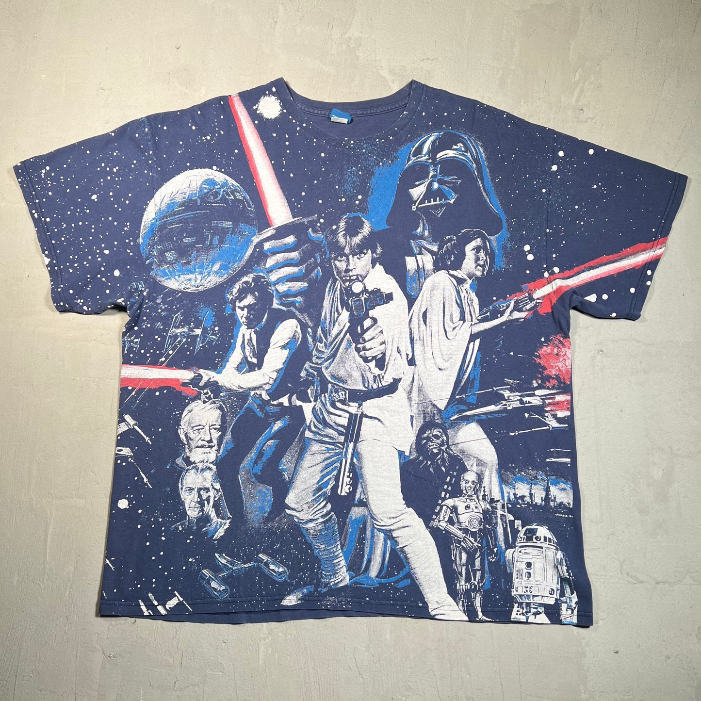 Y2K Star Wars Navy AOP Size XXL USED v19656