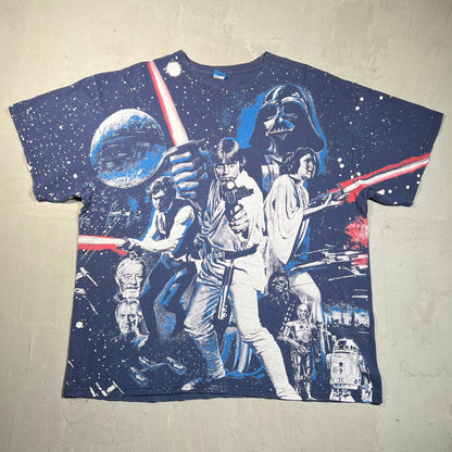Y2K Star Wars Navy AOP Size XXL USED v19656