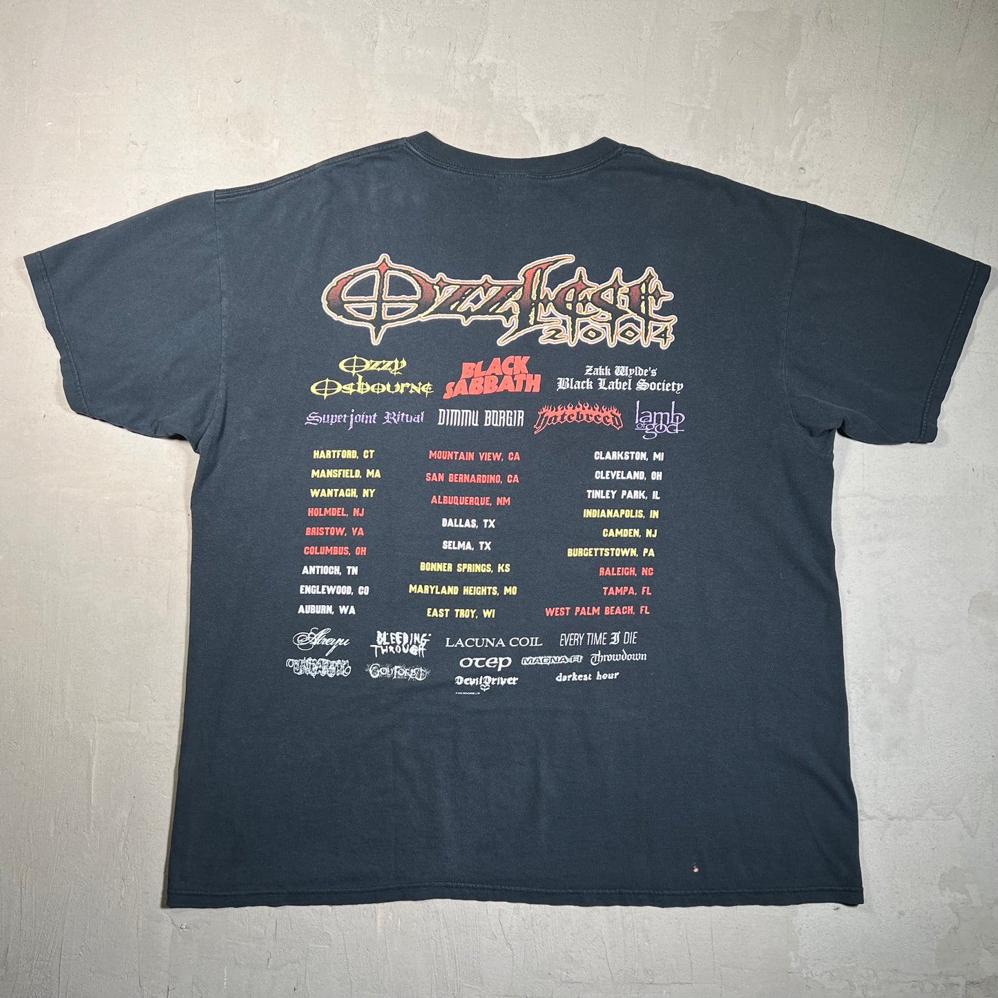2004 Ozzfest Black Tour Tee Size XXL USED v19658