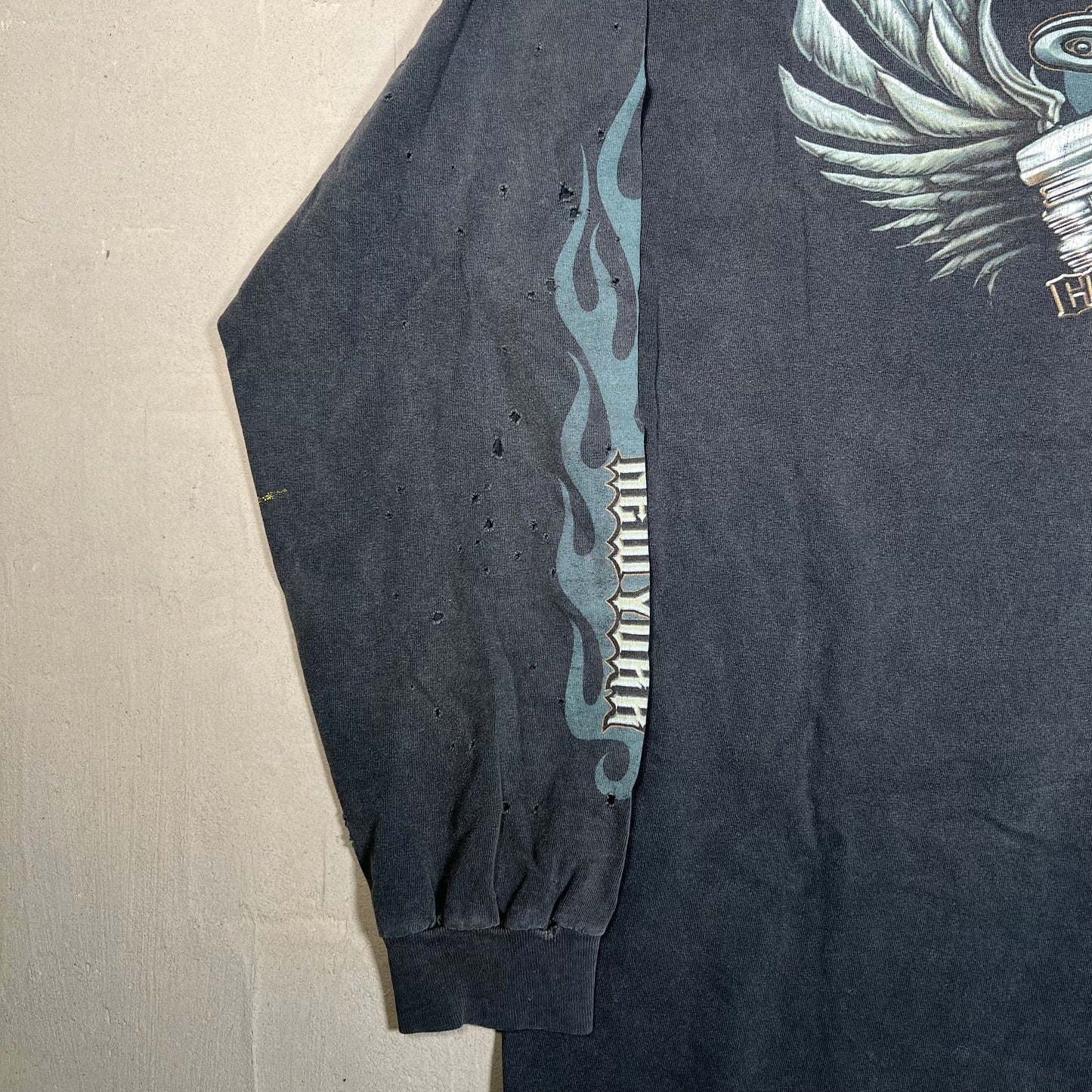 Y2K OCC Choppers Washed Black Longsleeve Size XL USED v19647