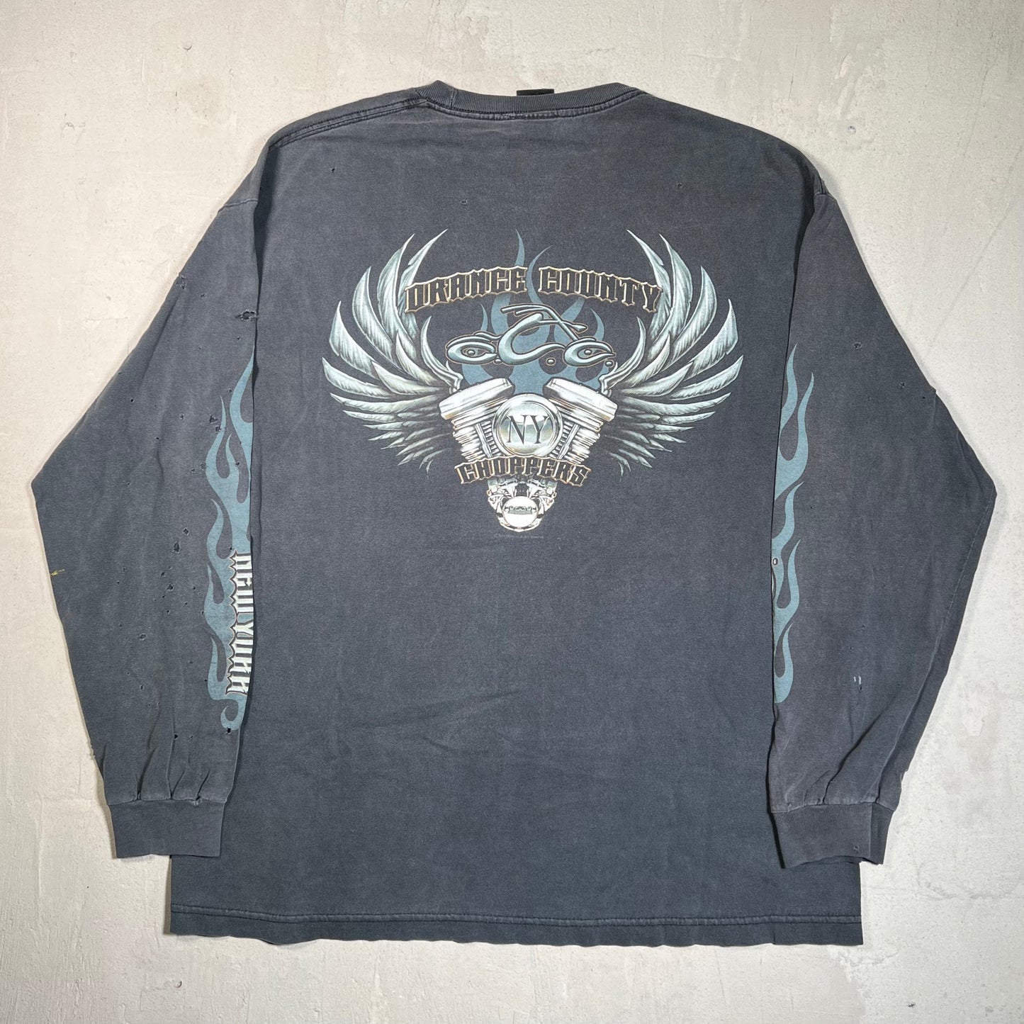 Y2K OCC Choppers Washed Black Longsleeve Size XL USED v19647