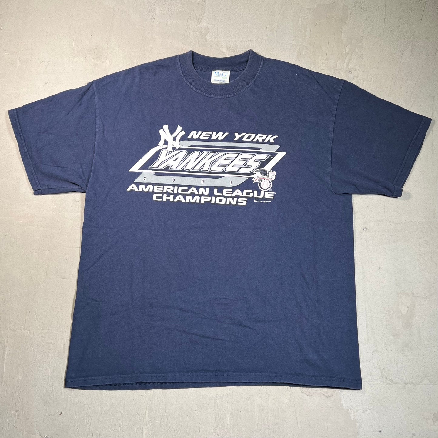 2001 New York Yankees AL Champs Navy Tee Size XL USED v19650