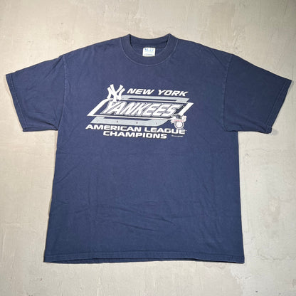 2001 New York Yankees AL Champs Navy Tee Size XL USED v19650