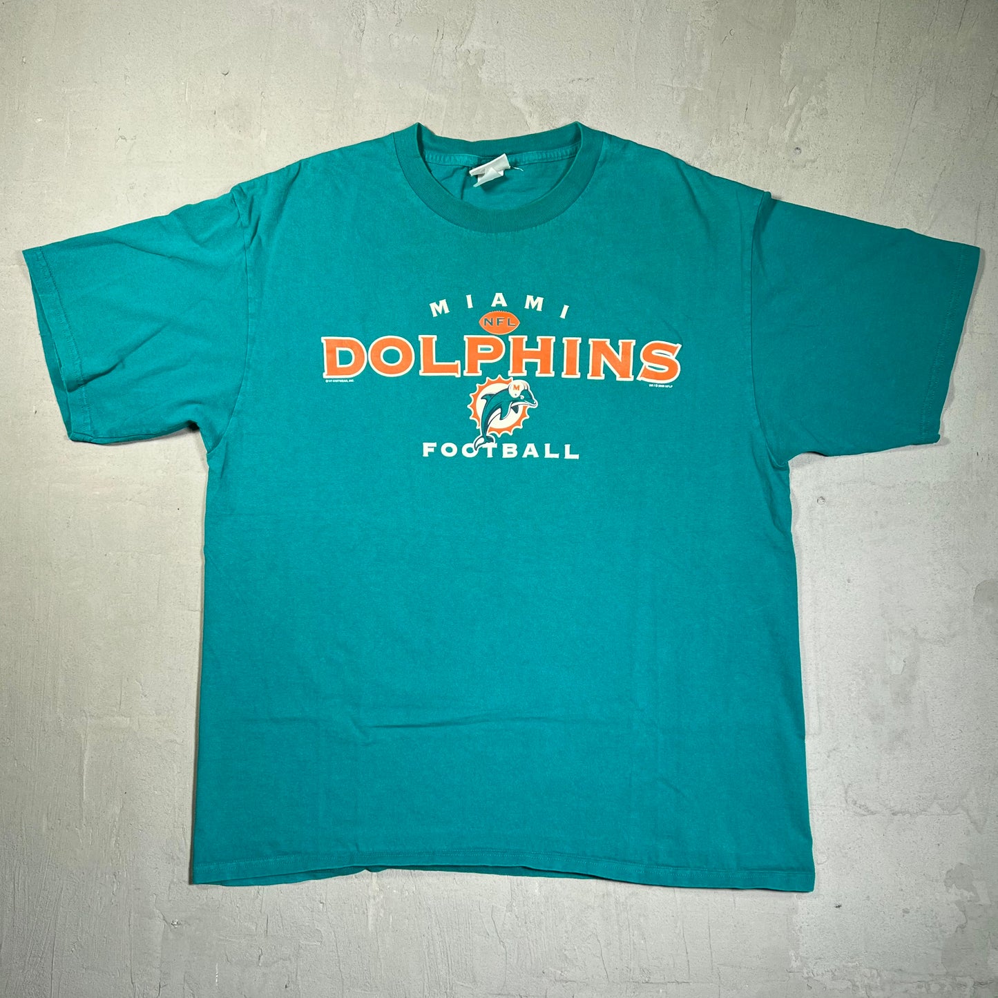 2000 Miami Dolphins Teal Tee Size XL USED v19651