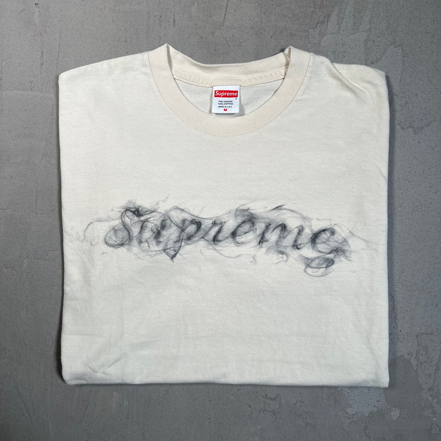 Supreme Smoke Natural White Tee Size Medium USED x17774