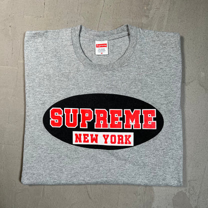 Superme New York Heather Grey Logo Tee Size Medium USED x17775