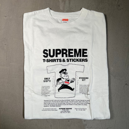 Supreme T-Shirt & Stickers (2007) White Tee Size Medium USED x17632