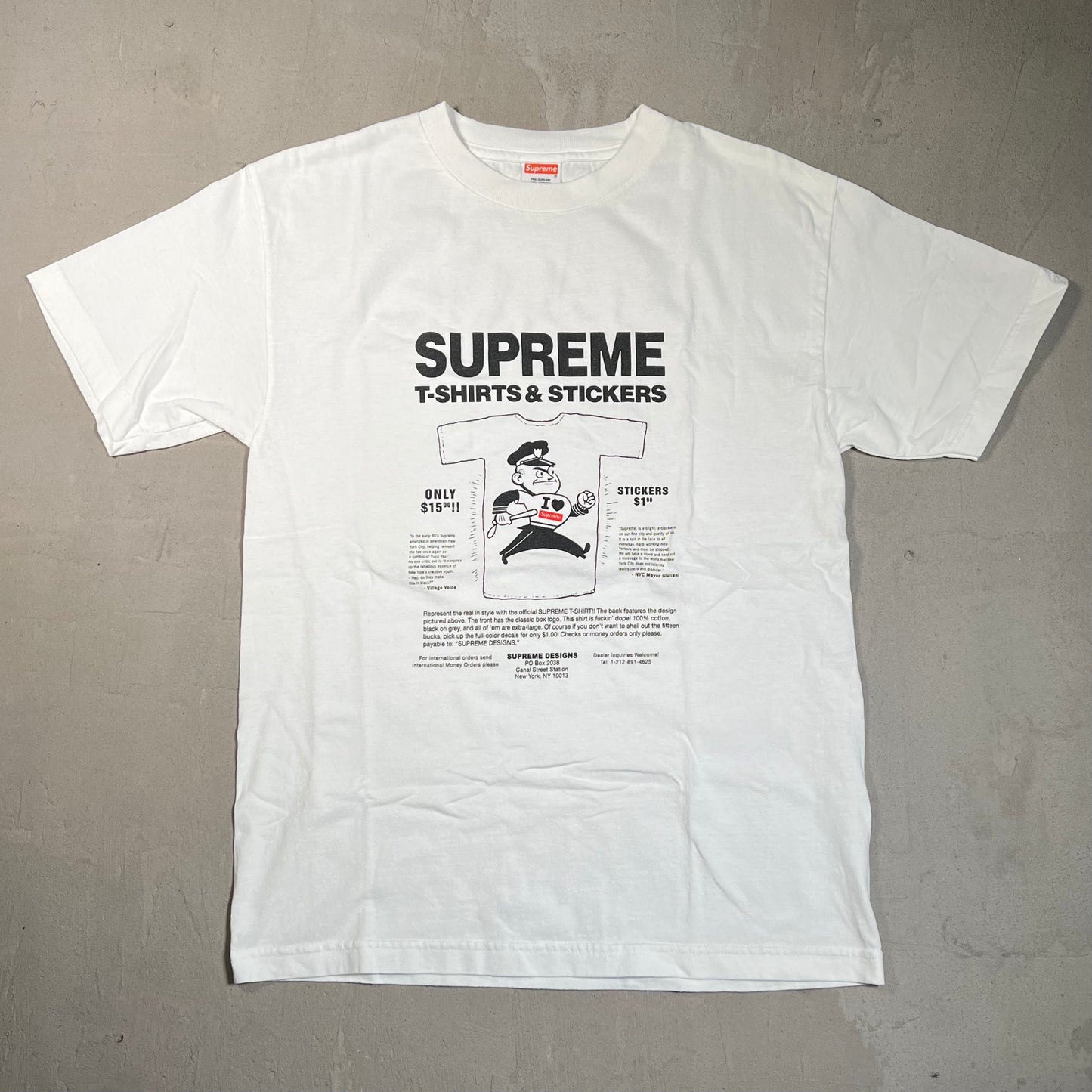 Supreme T-Shirt & Stickers (2007) White Tee Size Medium USED x17632