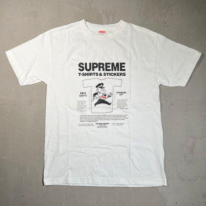 Supreme T-Shirt & Stickers (2007) White Tee Size Medium USED x17632