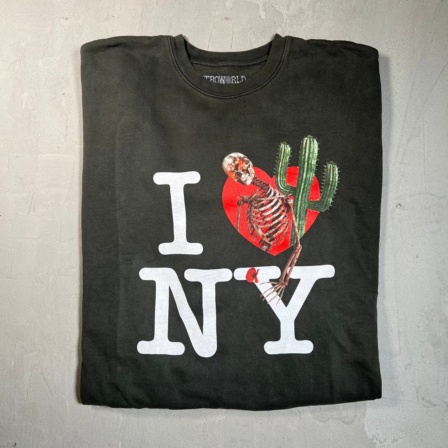Travis Scott Astro World I Heart NYC MSG Green Crewneck Size XXL USED x17783