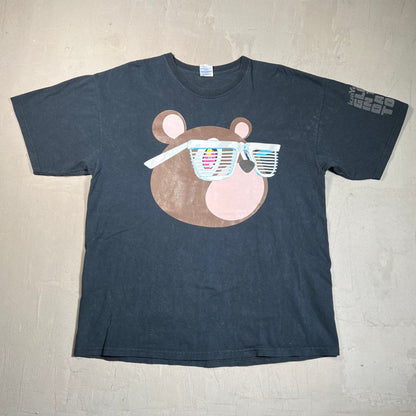 2007 Kanye West Glow In Dark Big Bear Black Tour Tee Size XL USED x17782