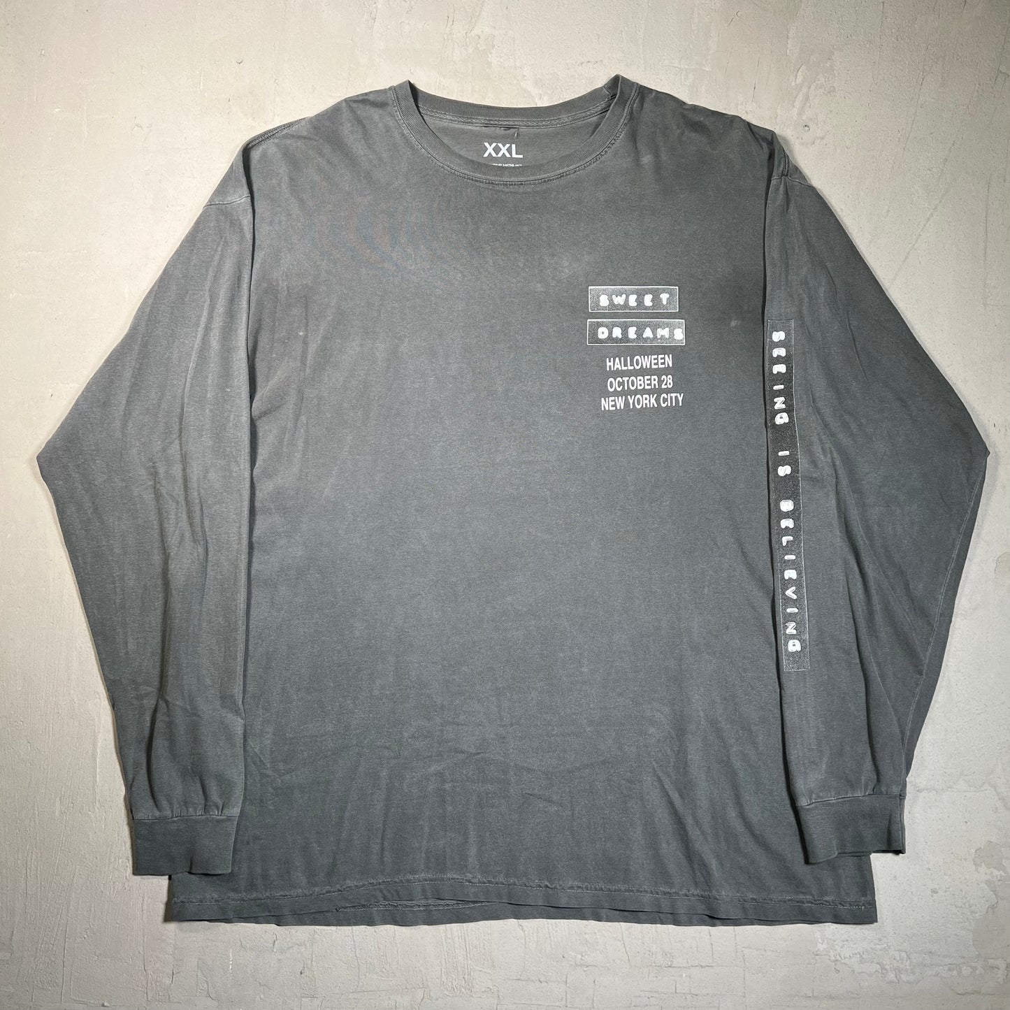 Travis Scott Sweet Dream Halloween NYC Grey Longsleeve Size XXL USED x17781