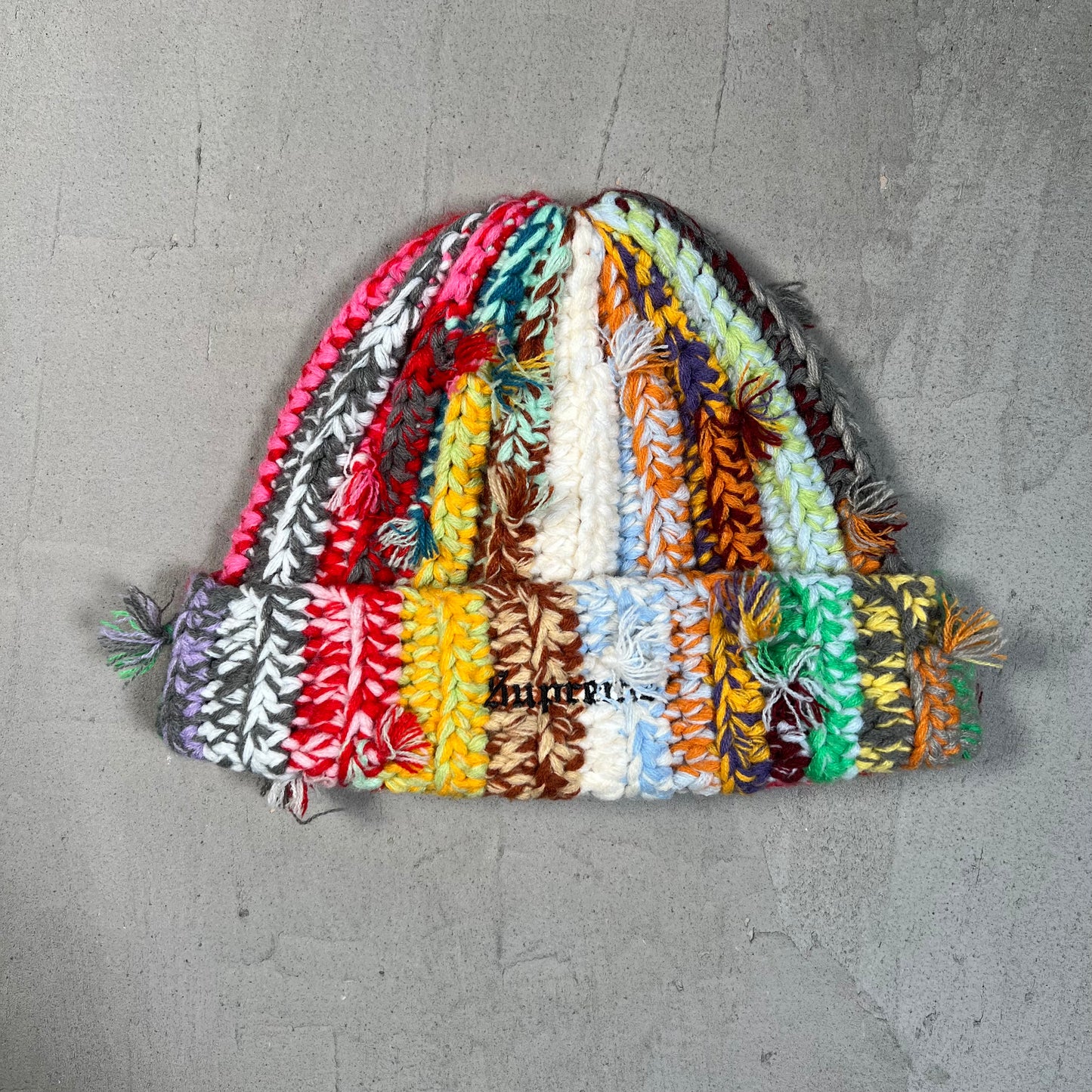Supreme Hand Tied MultiColor Beanie USED x17769