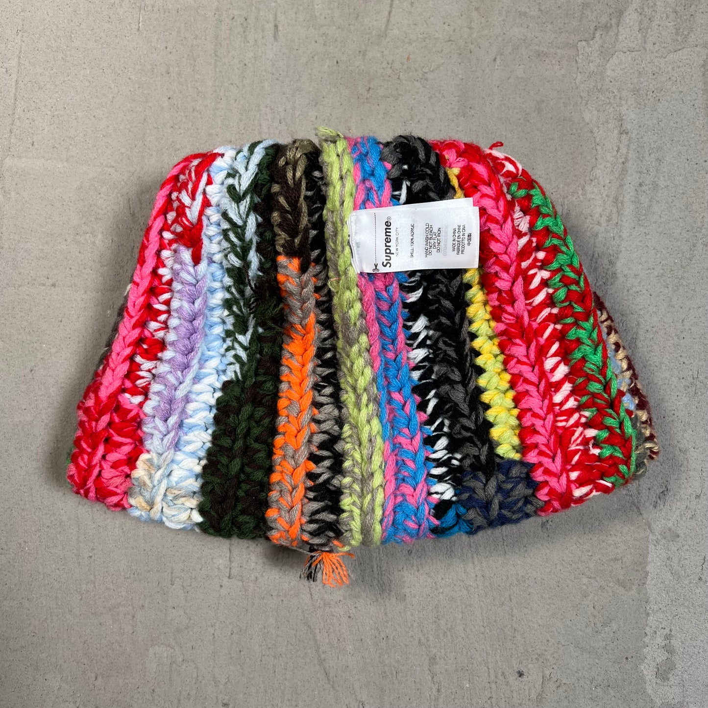 Supreme Hand Tied MultiColor Beanie USED x17769