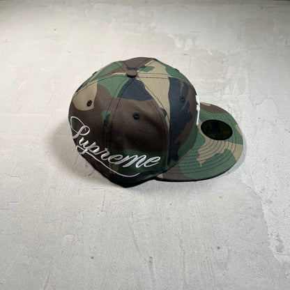 Supreme New York Yankees New Era Woodland Camo Fitted Hat Size 7 3/8 USED x177689