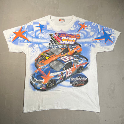 2005 Nascar "Miracle Mile" AOP White Tee Size Large USED v19675