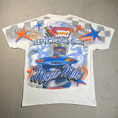 2005 Nascar "Miracle Mile" AOP White Tee Size Large USED v19675