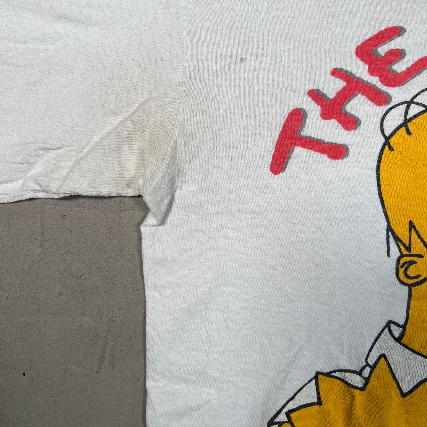 1990 The Simpsons Family Photo White Tee Size XL USED v19674