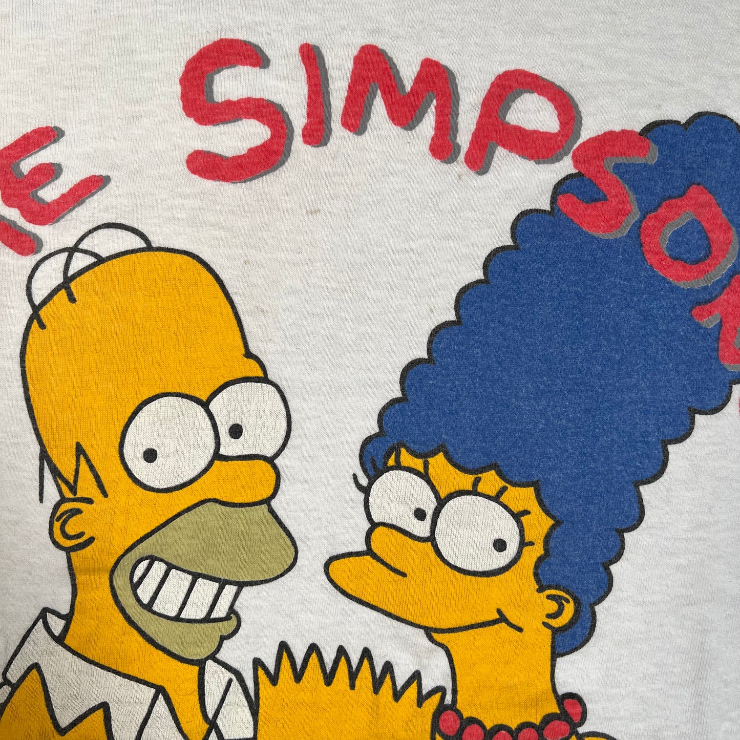 1990 The Simpsons Family Photo White Tee Size XL USED v19674