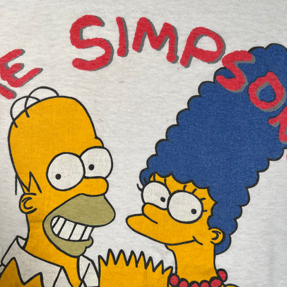 1990 The Simpsons Family Photo White Tee Size XL USED v19674