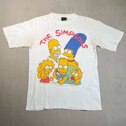 1990 The Simpsons Family Photo White Tee Size XL USED v19674